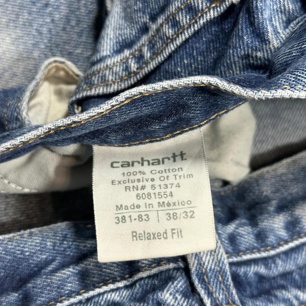 Carhartt Relaxed Fit Jeans Mens 38x32 Blue Denim Work Pants 381-83